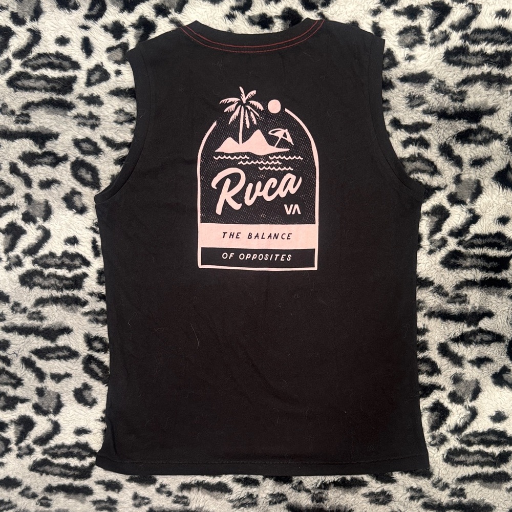 RVCA Black Sleeveless Tank with Pink Island Graphic - Picture 6 of 6